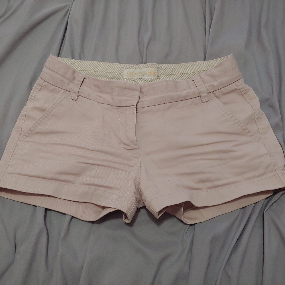 J crew soft pink Chino midi shorts